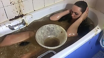 Wet And Wild: Gothic Girl Gets Covered In Creamy Splash