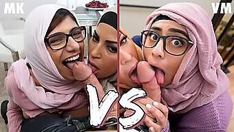 Σύγκριση Και Αντίθεση: Η Mia Khalifa Και Η Violet Myers Πηγαίνουν Μετωπικά Σε Ένα Καυτό Bangathon